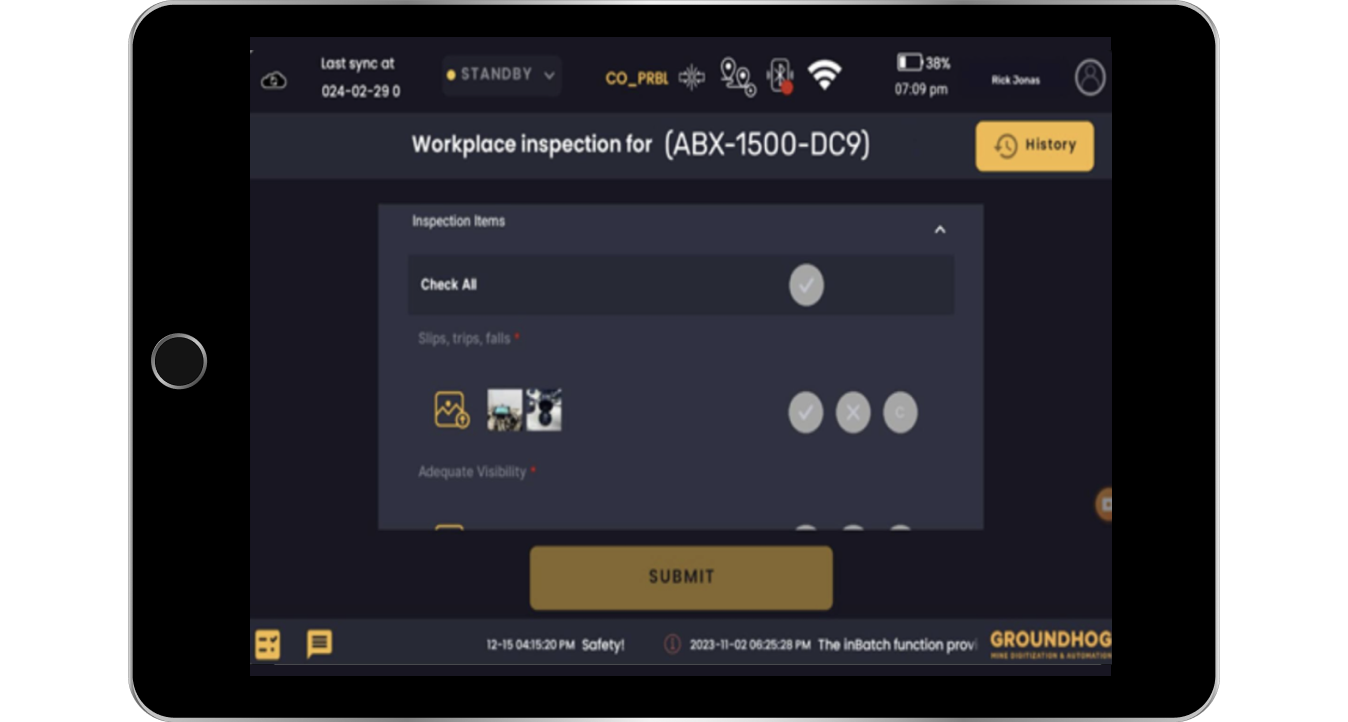 Workplace Inpections via technician App